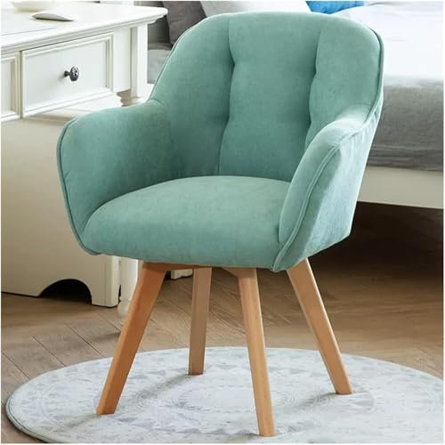 Drehsessel aus Samt mit stabilen Holzbeinen für kleine Räume, Blau