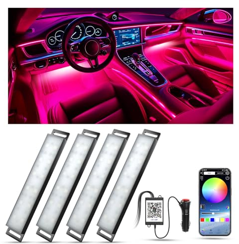 YiLaie Luces LED Coche Interior, Accesorios Coche Interior, con 16 Millones de Colores de DIY, Función de Memoria de Colores y Modo Música, Regalos para Hombres y Mujeres, DC 12V