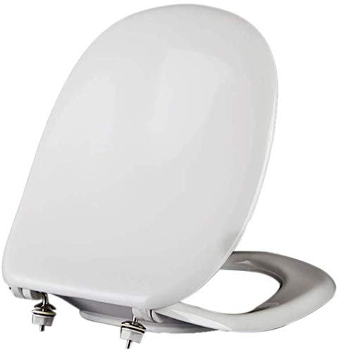 Klassischer weißer Toilettensitz mit gebogener, schräger Rillenform, SoftClosed QuickRelease, antibakterieller Badezimmersitz