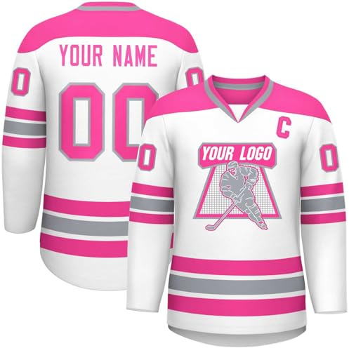 Eishockey-Trikot Personalisierbar Hockey Trikots mit Ihrem Namen/Team/Nummer/Logo Bekleidung für Hockey-Fans Custom Hockey Jersey Herren Damen Eishockey Trikot Sports Uniform Atmungsaktiv Shirt