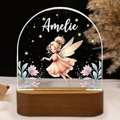Fallover Nachtlicht Kinder mit Wunschnamen, Personalisiertes Nachtlicht für Babys - Mit niedlichem Tiermotiv als Geschenke Kinder zur Taufe, Geburt, Ostern Babygeschenke, Individuelle Nachttischlampe