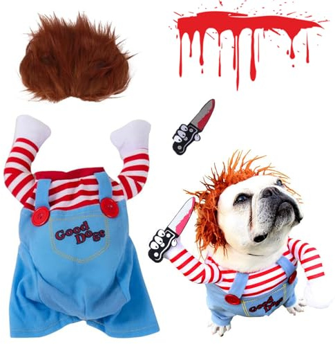 Costume di Halloween per cani, costume spaventoso per cani per feste di Halloween, travestimento divertente per animali domestici, 1 set (M)