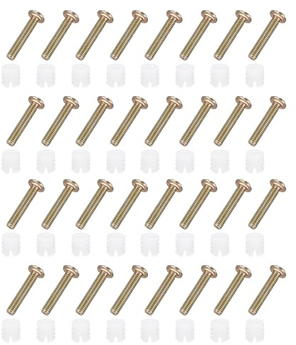 sourcing map Lot de 50 chevilles de charnière en plastique, M4 x 10 mm, écrous pré-insérés avec ouverture filetée avec vis à métaux métriques pour charnières de porte d'armoire de cuisine, blanc