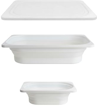 7 Days of Play Collapsible Storage Bins, 2-Pack, Large Bin with Lid + Small Bin, Plastic Dish Tub, Camping, Sensory Play, Laundry, RV & Travel Storage