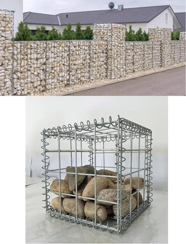 Gabion Mesh Wire Wall with Covers Galvanized Steel Garden Stone Wire Basket Fencing Patio Decorative Fence for Outdoor Garden Patio Backyard Landscape Lawn(2x4in,19.7x19.7x39.4in)