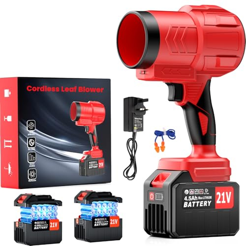 Leaf Blower Cordless with 21V 2 * 4500mAh Batteries and Charger,150,000RPM Brushless Motor, Powerful Electric leaf blower 685CFM 200MPH,Lightweight Garden blower for Patio Care,Garage,Snow Removal