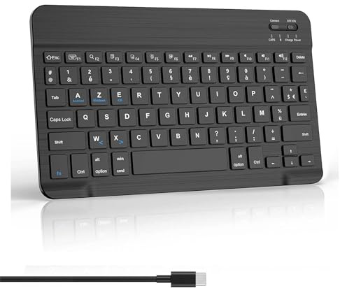SENGBIRCH Clavier Bluetooth sans Fil 10.5 Pouces - Clavier AZERTY Français pour iOS iPad 11/10, iPad Pro/Air, Mac, Tablette Android Samsung Galaxy, Xiaomi Pad 5, Huawei, Lenovo, Noir