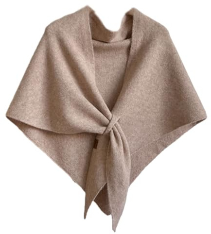 Argumub Damen Dreieckstuch, Weiches Acryl Strick-Schultertuch, Leicht Und Warm, Eleganter Schal Und Poncho Für Alltag Und Reisen (Khaki)
