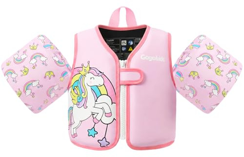 Gogokids Kinder Schwimmweste mit Schwimmärmeln, Kleinkinder Schwimmjacke mit Zwei Armbändern Kinder Schwimmhilfe Auftrieb für 2-6 Jahre/10-30KG Perfekt für Pool, Schwimmunterricht und Wasserpark