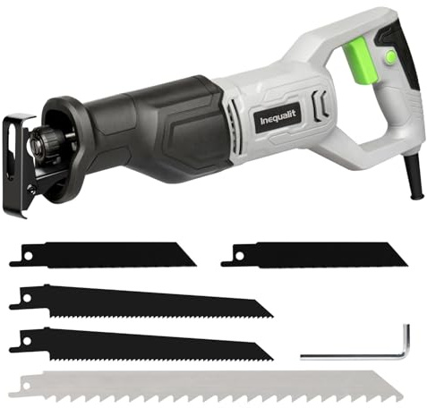 Inequalit Reciprocating Saw, 6Amp 3000SPM Variable Speed Corded Reciprocating Saw with 4/5 Stroke Length, 4-1/2 Max Cutting Depth for Wood, Soft Metal and PVC Pipes Cutting