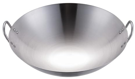BESPORTBLE Wok doppio manico in acciaio inox 32 cm, padella da cucina resistente per friggere carne e verdure, utensile pratico per uso domestico