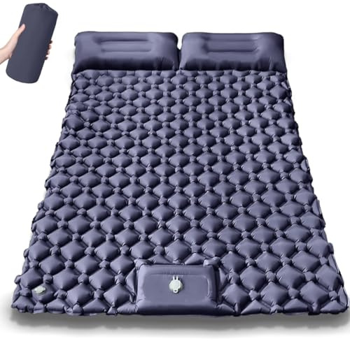 Isomatte Camping, Doppel Camping Matratze, Ultraleicht Luftmatratze Schlafmatte für 2 Personen Kleines Packmaß mit Fußpumpe & Kissen für Reise, Outdoor, Wandern, Zelt, Strand (190*120*5cm)