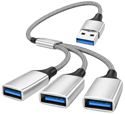 AYHYHLJZJ Cable Divisor USB Profesional, USB Splitter Y Cable Adaptador 2.0, Hub 3 Puertos Tipo Macho a Hembra, Divisor USB Carga y Datos OTG, Compatible con Portátil PC Teléfono Tablet Cámara