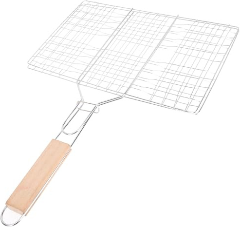 Toyvian Cestello per Griglia Barbecue Grande in Ferro Manico, Rete per Grigliare Pesce, Carne e Hamburger, Attrezzo per Barbecue da Picnic e Campeggio, Accessorio per Colore Casuale