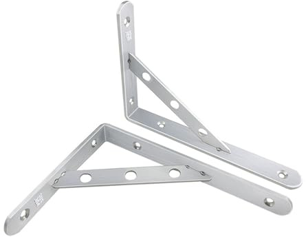 Staffa triangolare in acciaio inossidabile massiccio Telaio di fissaggio for mensola a muro Staffa for mensola in legno Staffa angolare (2 pezzi for confezione)(14-inches)