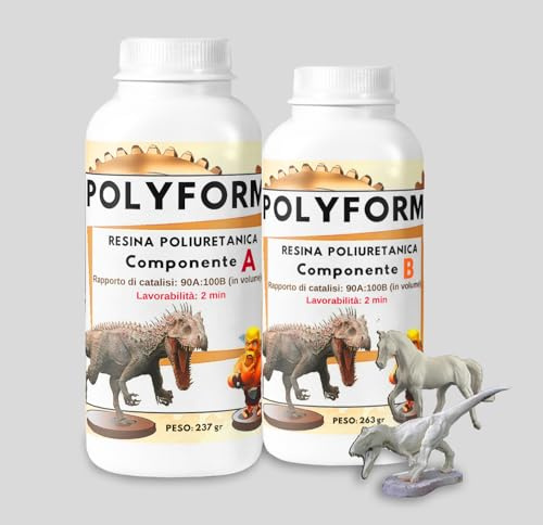 Resin Pro ® Polyform Resina Poliuretanica da Colata Altamente Fluida, Adatta per Modellismo, Fai-da-te e Gioielli, a Prototipazione Rapida, Beige - 500 Gr