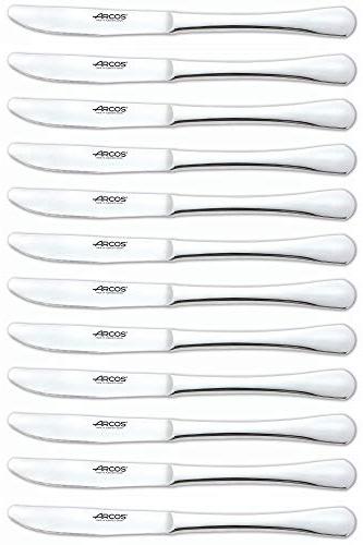 Arcos Serie Madrid - Box 12 Stück Tischmesser Tafelmesser - Monoblock aus einem Stück Edelstahl 100 mm Farbe Silber (12 pcs)