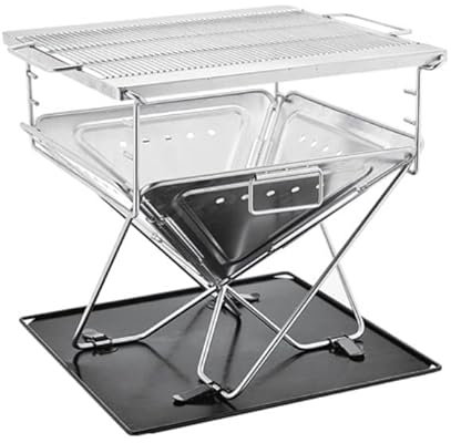 Super Grills Barbecue Grill Stainless Steel Bbq Charcoal Grill Smoker Barbecue Folding Portable for Outdoor Cooking Camping Hiking Picnics Backpacking Large