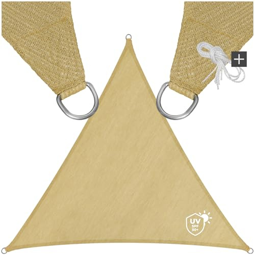 tectake® Voile d'ombrage 5x5x5m Protection Bache Anti UV 50+ Toile ombrage Exterieur résistante & Respirante Toile Tendue 160g/m² avec Câbles de Tension pour Balcon Terrasse Exterieur Piscine