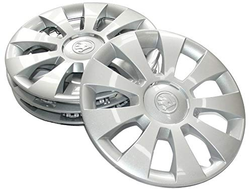 Skoda 657071455 Radzierblenden (4 Stück) Radkappen Hermes 15 Zoll Radblenden, für 6Jx15 ET35 Stahlfelgen, Silber