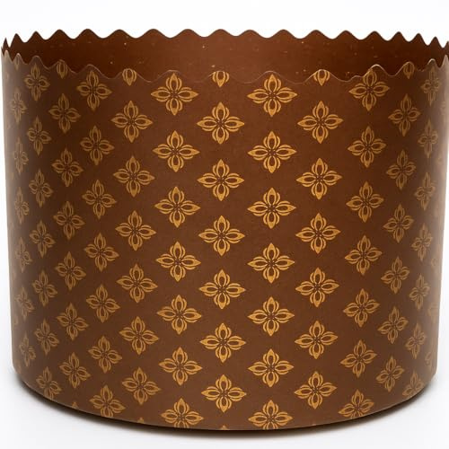 15oz Large Panettone Paper Mold Murals - 12pcs, H 3.54″x5.11″ W (9cm x13cm) Kulich Mold - Round Panettone Paper Baking Molds - Pans Paper Panettone - Easter Bread Baking Forms by QG group