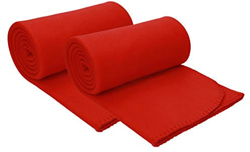Betz Fleecedecke 2 Stück 130x170 cm 180g/m² – Weiche Wohndecke & Kuscheldecke – Flauschige Sofadecke als Tagesdecke – Leicht, wärmend & pflegeleicht – Farbe rot