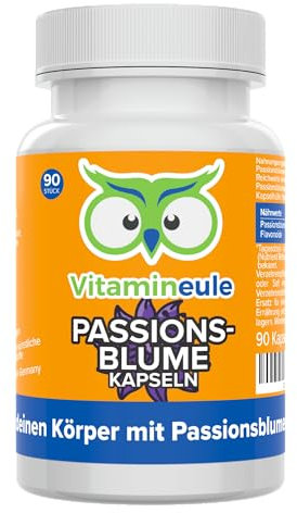 Passionsblume Kapseln - hochdosiert 400 mg 10:1 Extrakt (entspricht 4.000 mg Passionsblume-Pulver) - bioaktiv & vegan - Produktion in Deutschland - ohne Zusatzstoffe & laborgeprüft - Vitamineule®