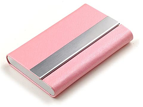 sararui Visitenkartenetui Visitenkarteninhaber Name Multi Cards Fall PU-Leder Kreditkarten-ID-Gehäuse-Geschäftsname-Kartenhalter-Metall-Geldbörse Visitenkartenhalter (Color : Pink)