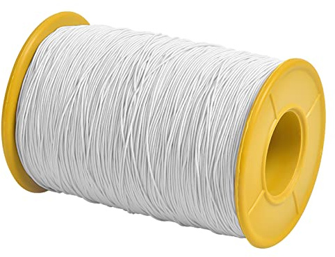 Elastiskt snöre 0,5 mm x 380 m rund elastisk tråd pärlsnöre vit nylontråd pärlor snöre smyckestråd tyg gummitråd hantverk snöre för gör-det-själv armband halsband smycken hantverk sömnad