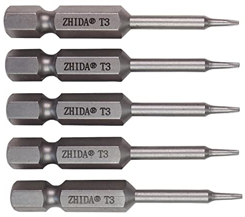 ZHIDA Torx TX3 Lot de 5 embouts de tournevis T3 5 cm de long