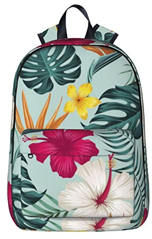 NYHGOXM Hojas Tropicales Y Flores Rucksack, wasserabweisend, Laptop-Rucksäcke für die Schule, ab zur Universität, Schwarz , One size