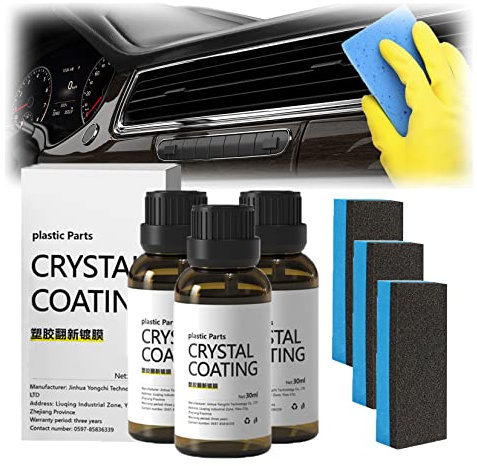 Cristal Coating para Plástico Del Car, Plastic Parts Crystal Coating, Crystal Coating for Car, Plastic Parts Refurbish Agent for Car, Long Lasting Car Plastic Plating Refurbishing Agent (3Pcs)