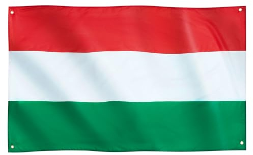 Runesol Bandera de Hungría, 91x152cm, 3ft x 5ft, 4 Ojales, Ojal en Cada Esquina, Bandera Húngara, Día de la Revolución, La Bandera Nacional de Hungría, Banderas Premium, Exterior, Cricket