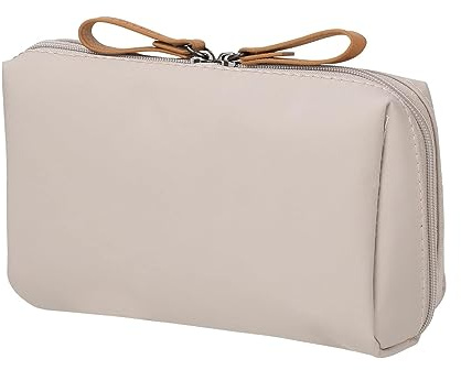 MisFun Kosmetiktasche Klein Schminktasche, Reise Make up Tasche, wasserdichte Leichte Aufbewahrungstasche, Nylon Kulturbeutel mit Fächern, Multifunktions Handtasche Small Make up Bag für Damen Khaki