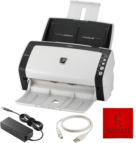 FI-6130 Fujitisu Document Scanner ADF - 1 Year Warranty - Duplex Sheet-Fed Document Scanner with 24V, USB 2.0 Cable & Microfiber Cleaning Cloth (Renewed)