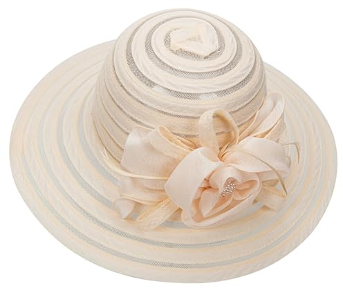 Eohak Damen Organza Kirchenhut - Derby Fascinator Hut, Teeparty, Hochzeit, formelle Anlässe, Schwarz, Einheitsgröße, Beige, Medium