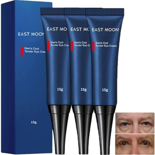 Lot de 3 crèmes pour les yeux Cool Tender pour homme - Gel de lifting aux peptides - Pour homme - Crème hydratante pour les yeux - Réduit le gonflement des yeux - Élimination des rides -