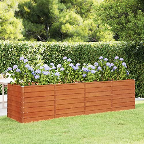 THOYTOUI Fioriere da esterno,Basi per piante per balconi e giardini,Cassette per piante in metallo resistenti a tutte le stagioni,Letto Rialzato da Giardino Ruggine 320x80x77 cm Acciaio Corten