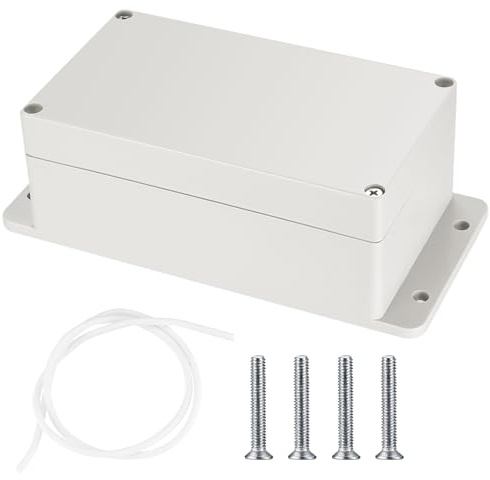Kopplingsbox, kopplingsdosor, IP65 vattentät elektronisk låda för vägg utomhus, anslutningsbox med fast öra (gråvit med öron, 158 x 90 x 60 mm)