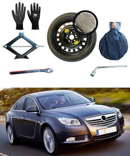 Ersatzrad-Set, 45,7 cm (18 Zoll), kompatibel mit Opel Insignia 2008 – 2016, mit Wagenheber, Schlüssel, Handschuhe und Tasche