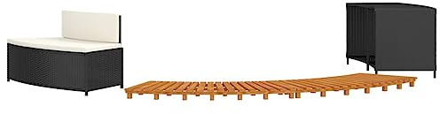 Willood Whirlpool-Umrandung, Whirlpool Einfassung mit viel Stauraum, Whirlpool Verkleidung,Whirlpool Regal Whirlpool Stufe Schwarz Poly-Rattan und Massivholz Akazie