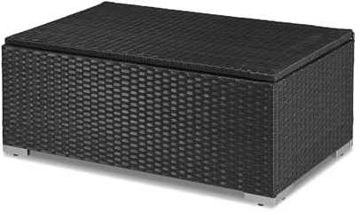 YIYAN Outdoor Weiden Fußhocker Fußstütze Sitz und Stahlrahmen, Allwetter Patio Möbel Ottoman Set(Schwarz)