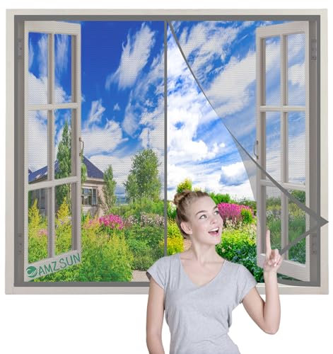 Fly Screens for Doors Balcony Insect Privacy Door Screen 115x190cm Grey Fly Door Screen for Cellar Kitchen Living Room French Door,Keeps Mosquitoes Insects Out
