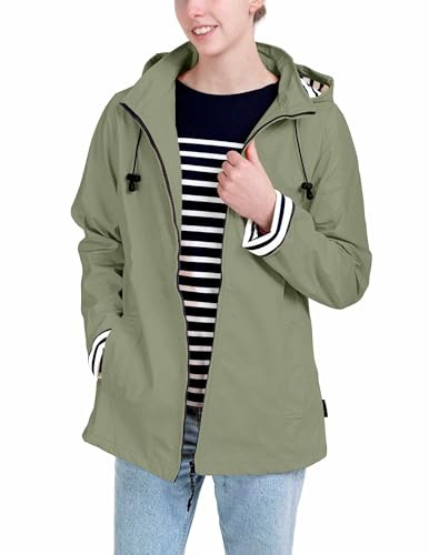 Breizh Ocean Vaxad vattentät dam, ERQUY, smal passform med randig insida - dam - från XS till 4XL, Pastellgrön, L
