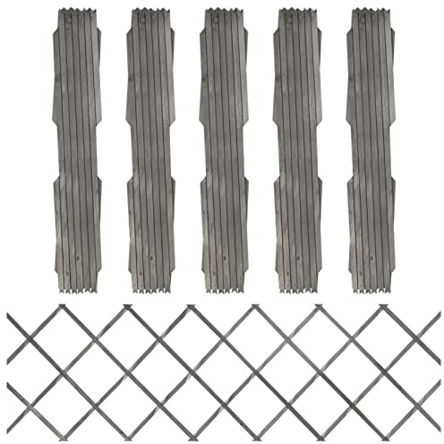 Ailgely Rankzäune 5 STK 180 x 60 cm, Massivholz Tanne Rankgitter Pflanzengitter Rankhilfe Spalier Holzgitter Scherengitter Gartenzaun zusammenfaltbar Blumengitter Grau