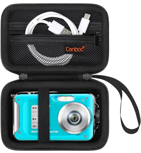 Canboc wasserdichte Kameratasche für YISENCE/Yixinxin/LanteXG/SenDeluz/Aomdom/HICSHON wasserdichte Digitalkamera, 4K Unterwasserkamera Tasche, Mesh Tasche passt USB Kabel, Batterien, Schwarz | 4K Unterwasser-Kameratasche, Netztasche für USB-Kabel, Batterien, Schwarz (nur Hülle)
