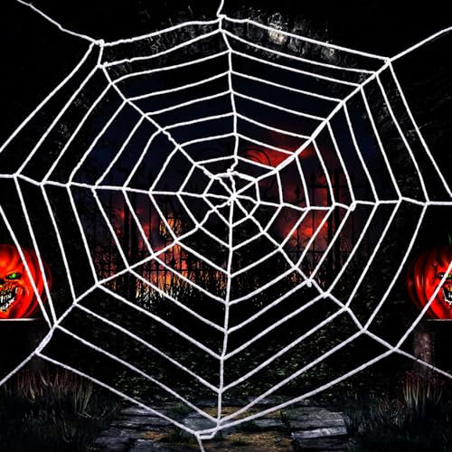 Ragnatele Halloween, 9 Bobine Ragnatela Bianca Ragnatela Elastica Ragnatela Ragnatela Spaventosa Halloween Oggetti di Scena Appesi per Casa Stregata Cortile Portico Decorazione Esterna