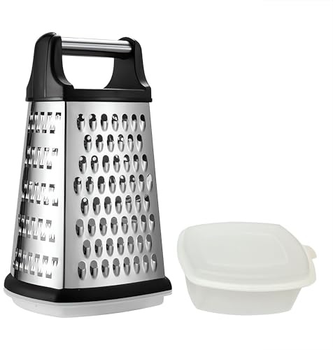 LVVXIXI 19 Cheese Grater Box With Container, Heavy Duty Cheese Grater Handheld Stainless Steel, Food Shredderfor Parmesan Cheese, Vegetables, Ginger