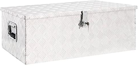 ShGaxin Aufbewahrungsbox, Abschließbare Box, Alu Box, Metal Box, Transportkiste, Werkzeugbox, Metallkiste, Alukiste, Silbern 90x47x33,5 cm Aluminium