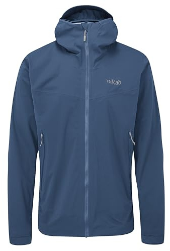 Rab Men's Kinetic 2.0 Hooded Waterproof Lightweight Jacket for Hiking and Trekking - Tempest Blue - Small